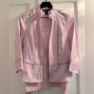 WHBM 3/4 Sleeve Peplum Jacket with Matching Tee, Pale Lilac, size 6